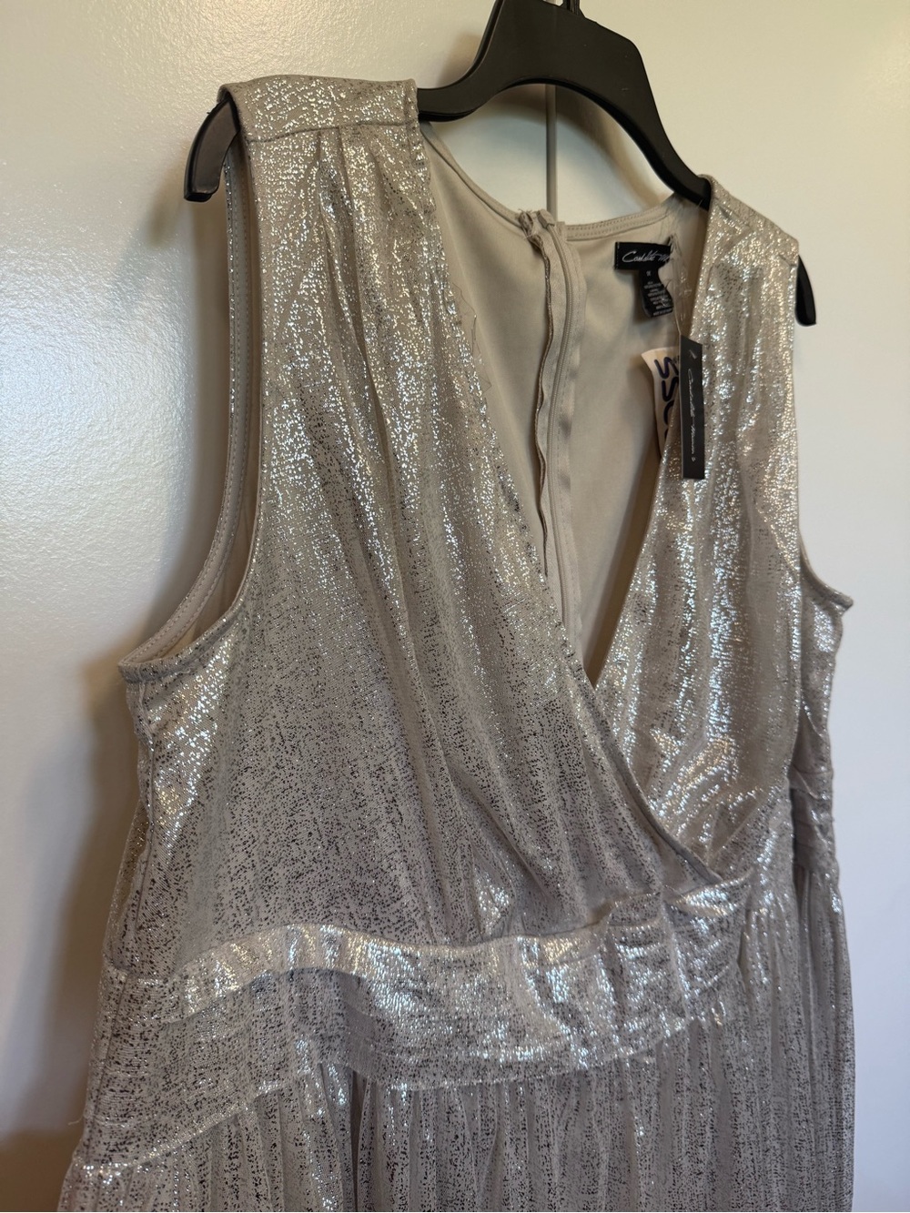 New shimmery silver maxi dress - wedding, prom, fairy costume. Sexy! Plus size.